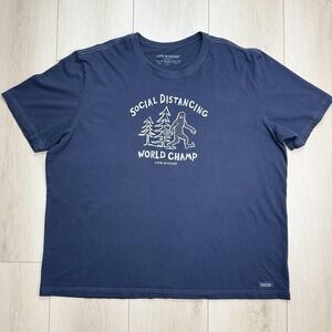 Life Is Good Mens XXXL Social Distancing‎ Bigfoot Tee Gray Crusher T Shirt Funny